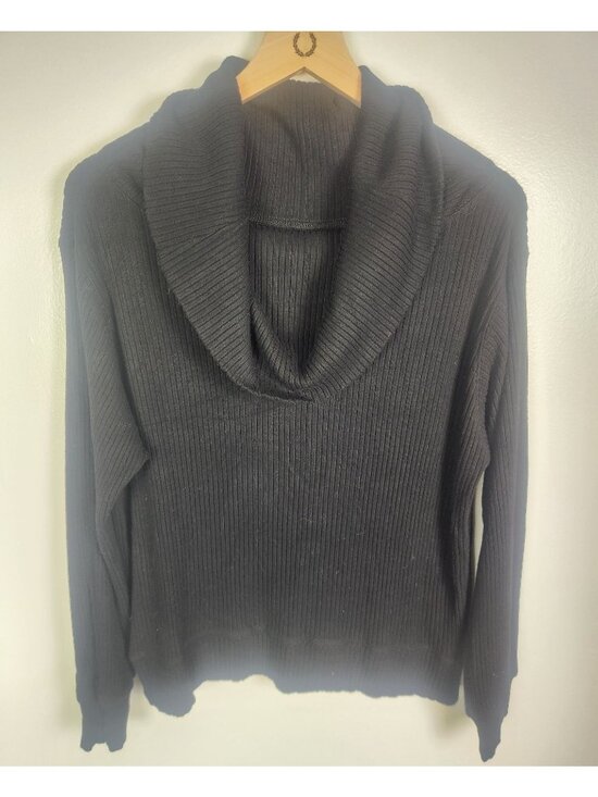 Velvet by graham and Spencer Tops - Velvet By Graham & Spencer Women's Sz. L Black Mock Neck Ribbed Sweater